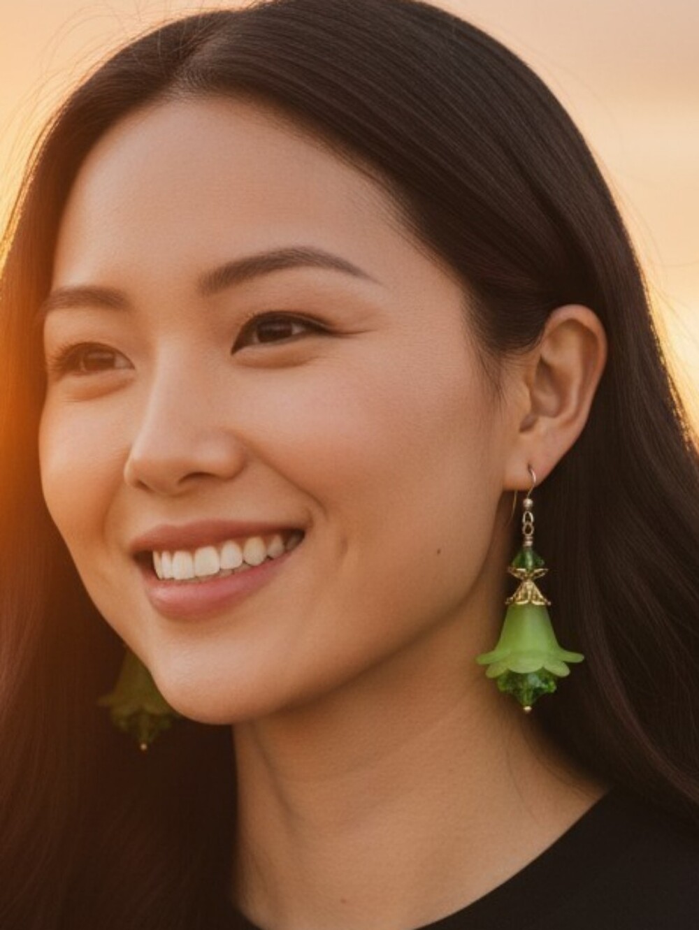 Handcrafted Light Green Floral Drop Earrings - Women Jewelry